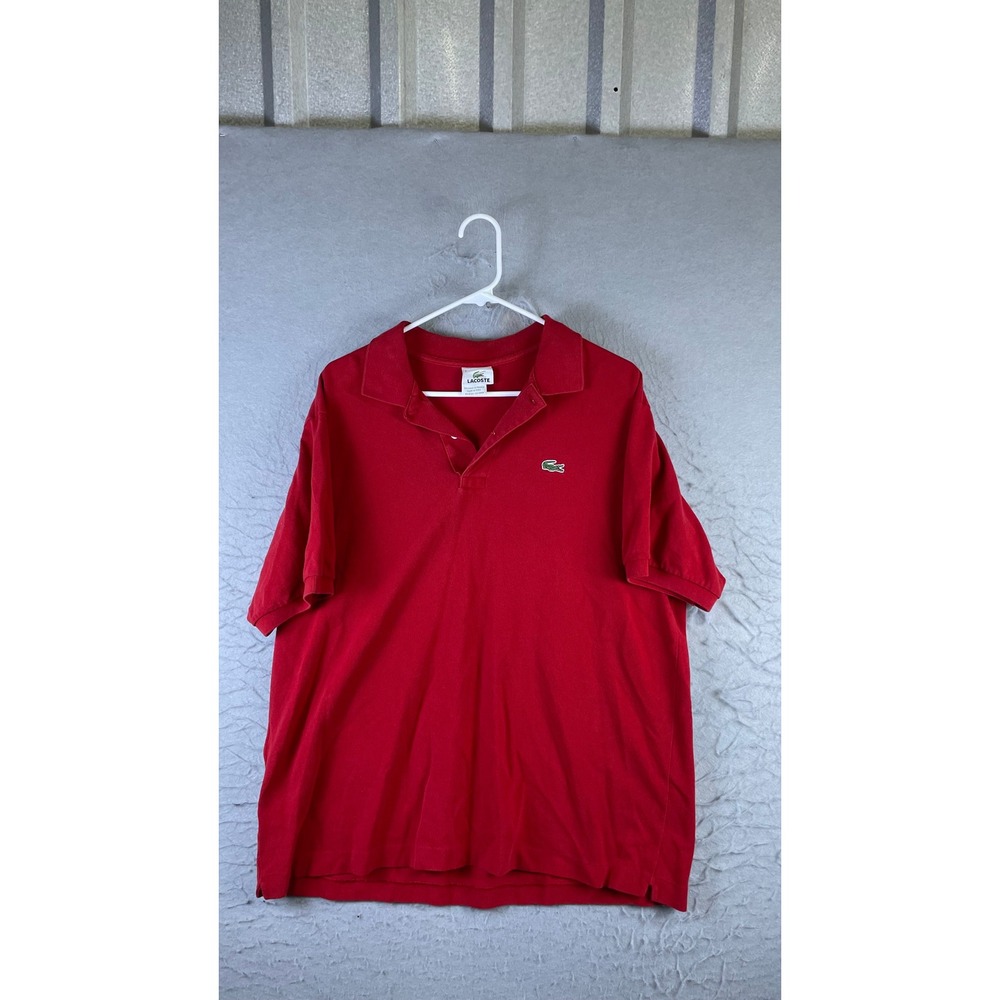 Lacoste Polo Shirt Mens 7 Red Excellent Short Sleeve Pique Cotton 14831